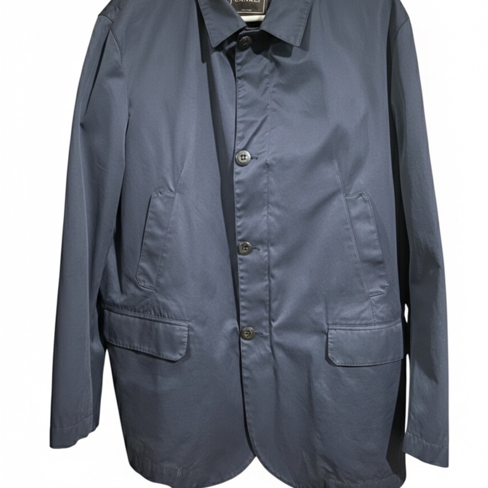 CANALI Rain & Wind Tech Navy Blue Field Jacket Size 54 IT (US 44)